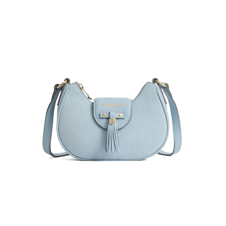 Fairfax & Favor Micro Windsor Cross Body Bag - Sky Blue Suede