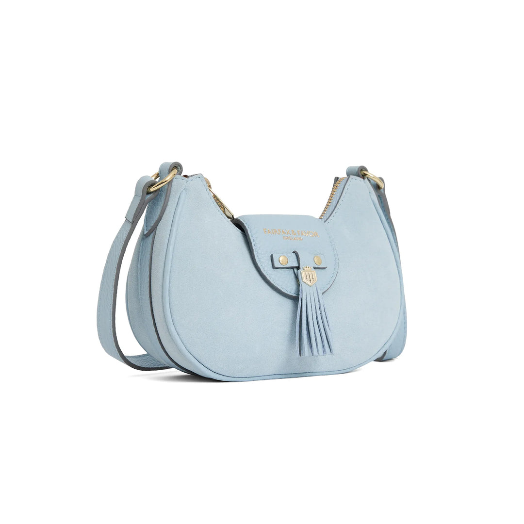 Fairfax & Favor Micro Windsor Cross Body Bag - Sky Blue Suede