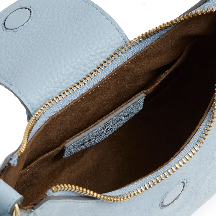 Fairfax & Favor Micro Windsor Cross Body Bag - Sky Blue Suede