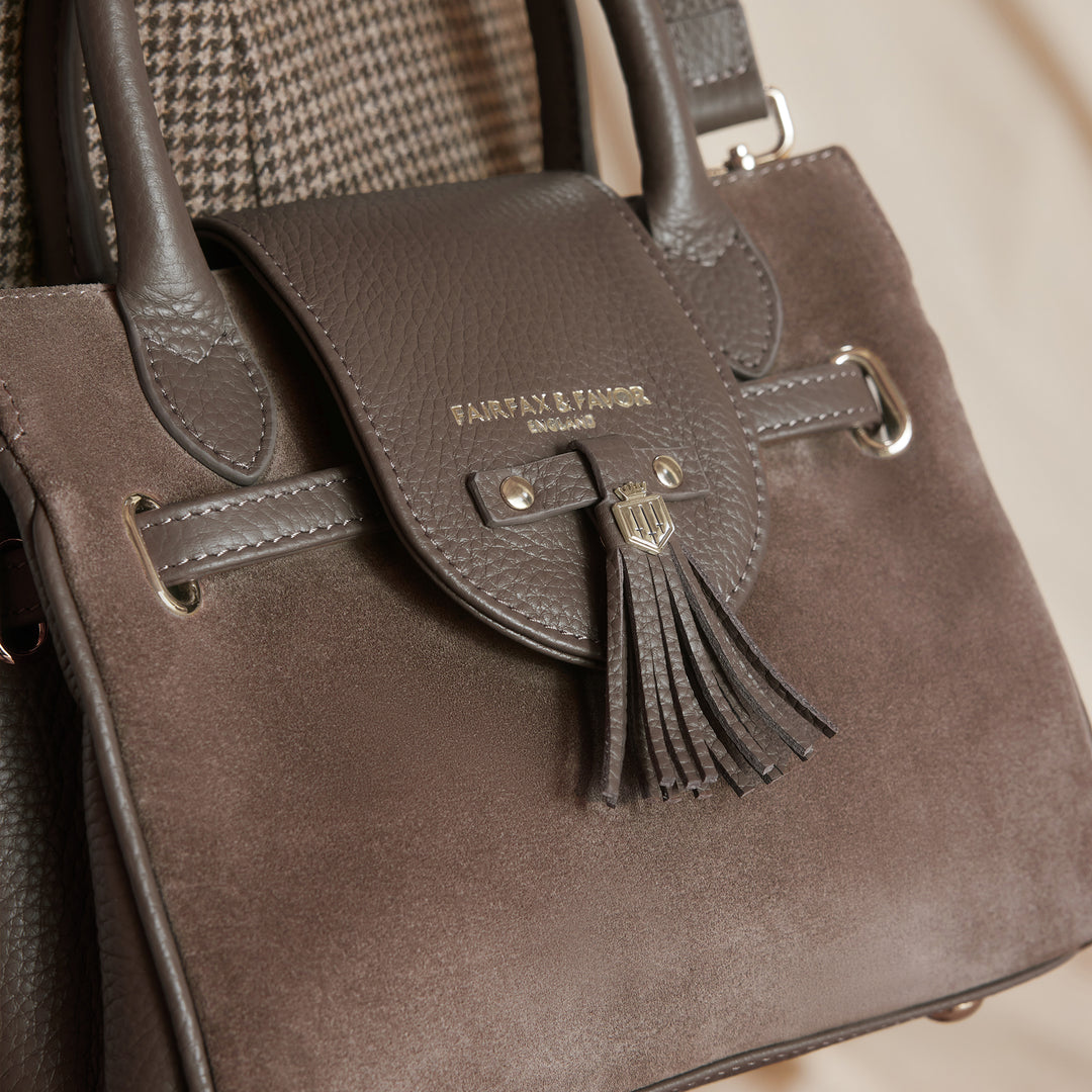 Fairfax & Favor Limited Edition Fog Suede Mini Windsor Handbag