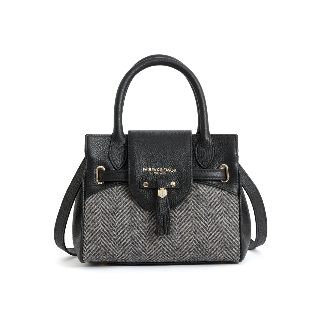 Fairfax & Favor Ladies Herringbone Black Leather Mini Windsor Tote