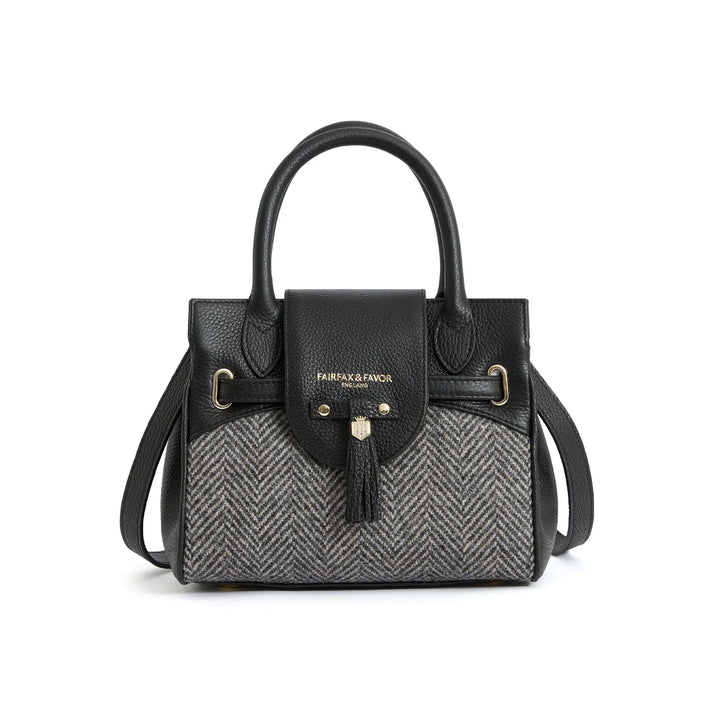 Fairfax & Favor Ladies Herringbone Black Leather Mini Windsor Tote