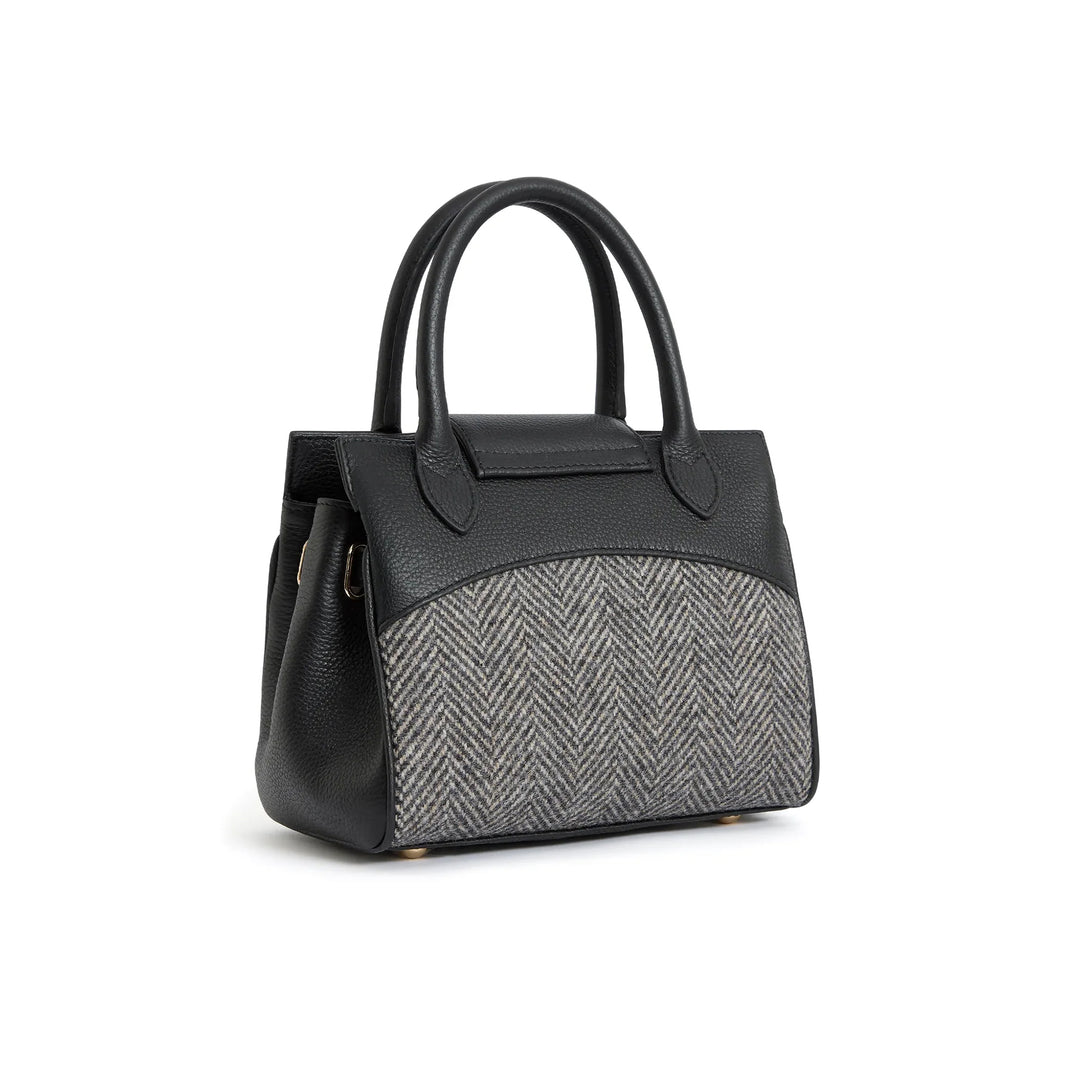 Fairfax & Favor Ladies Herringbone Black Leather Mini Windsor Tote