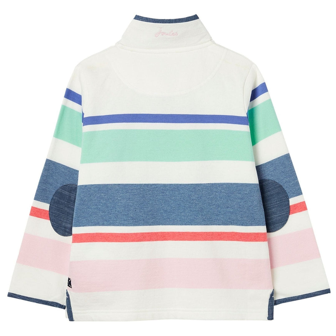 Joules Girl Saunton Stripe Overhead Half Popper Sweatshirt