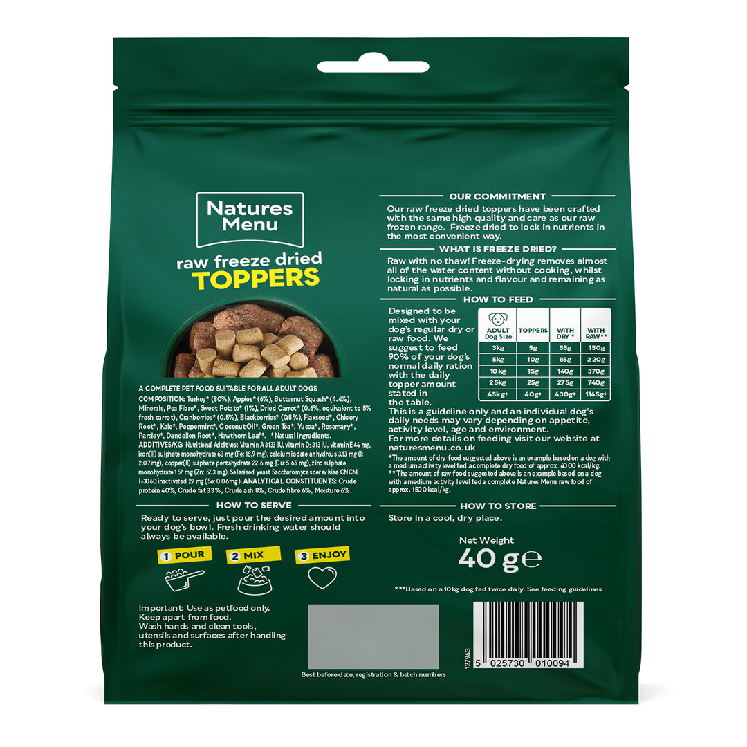 Natures Menu Freeze Dried Toppers Turkey 40g
