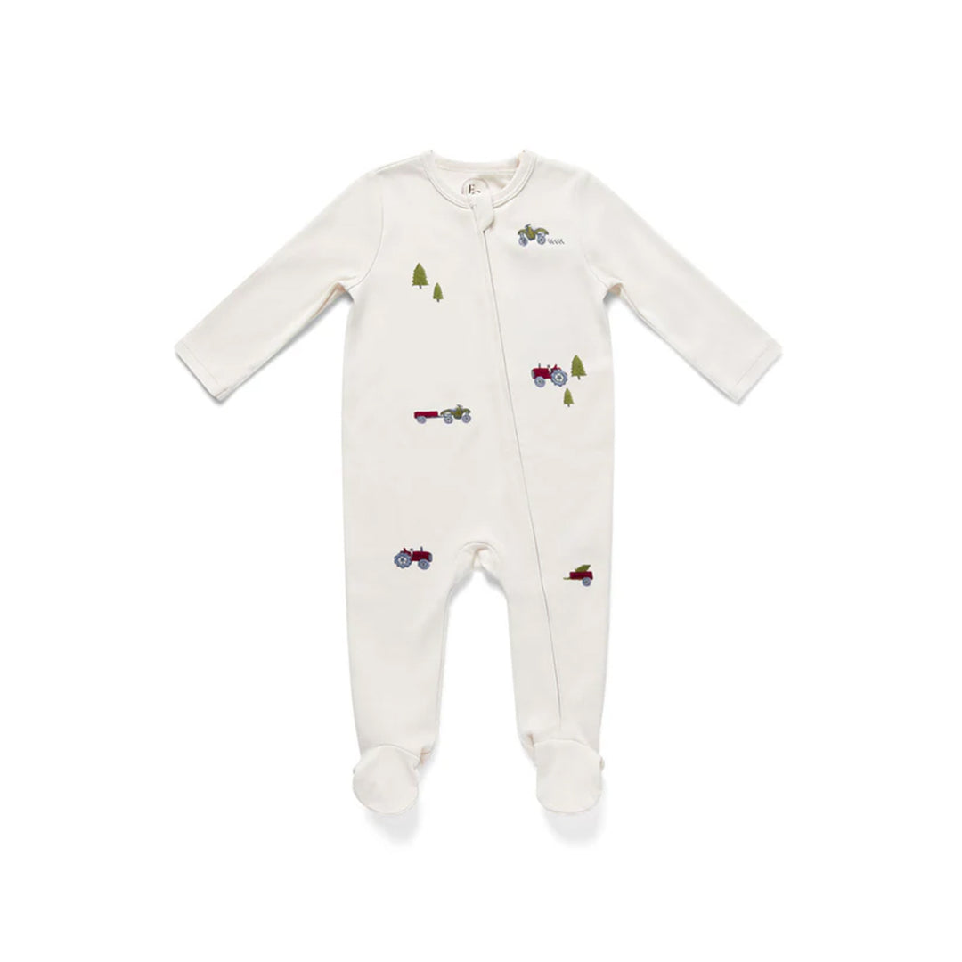 Eleanor Charles Tractor Embroidered Sleepsuit