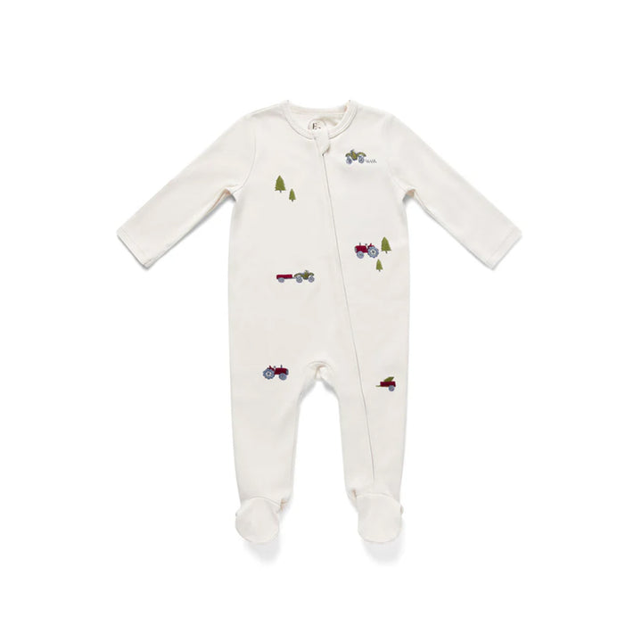 Eleanor Charles Tractor Embroidered Sleepsuit