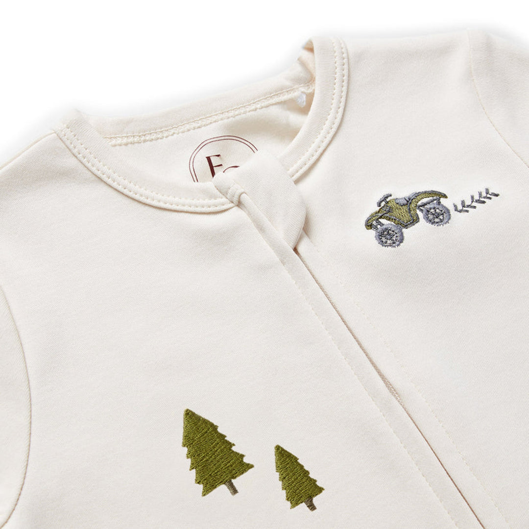 Eleanor Charles Tractor Embroidered Sleepsuit