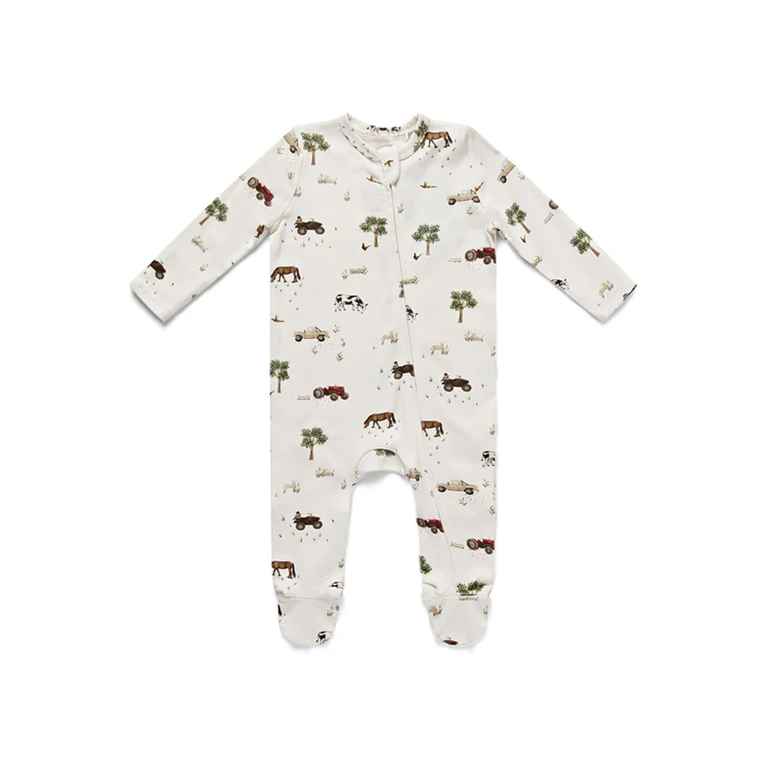 Eleanor Charles On The Farm Print Zip Sleepsuit