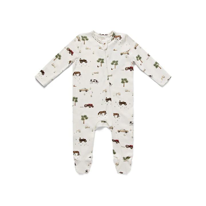 Eleanor Charles On The Farm Print Zip Sleepsuit