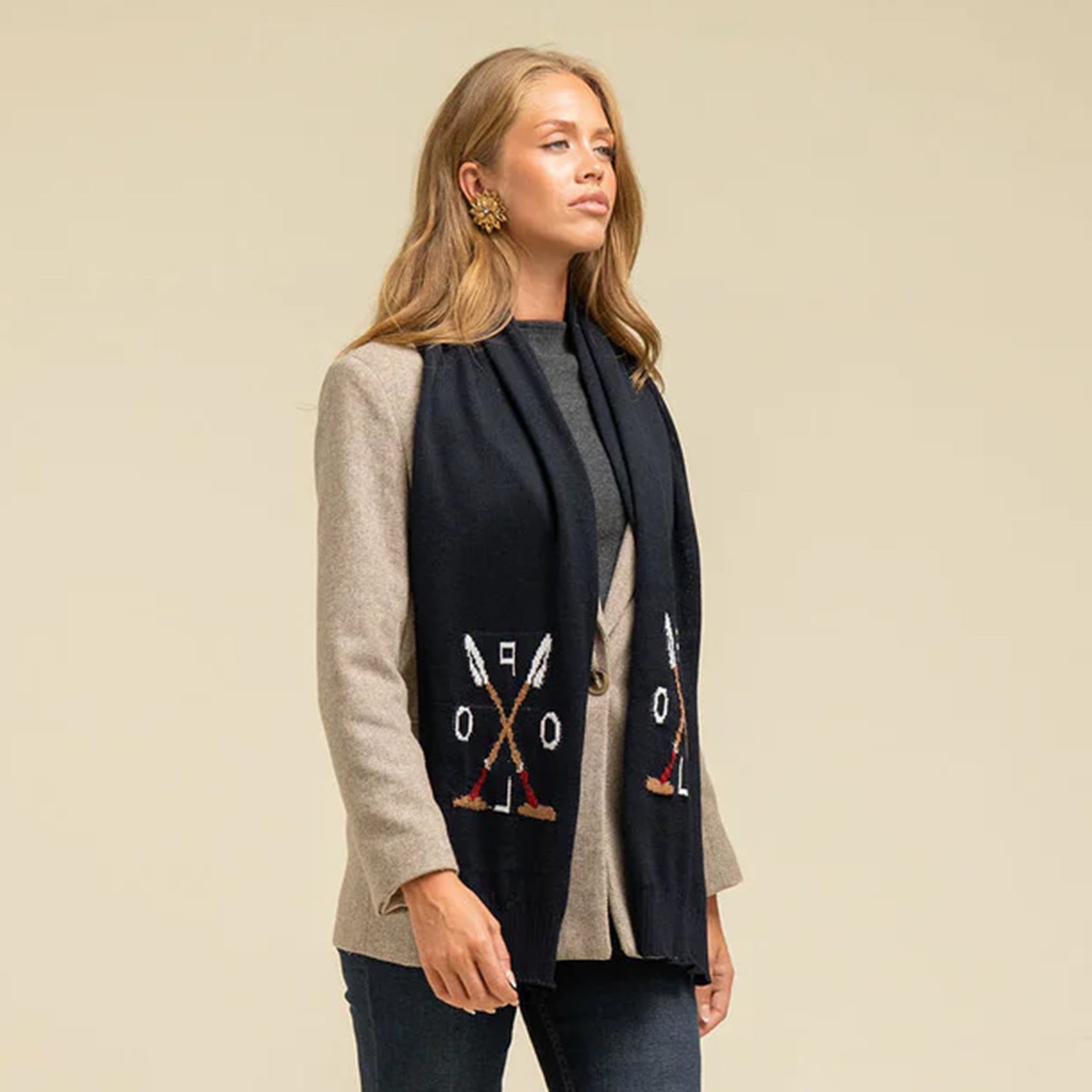Waring Brooke Ladies Polo Chunky Scarf - Navy | Millbry Hill
