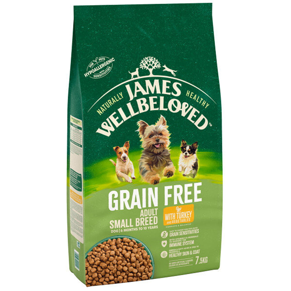James Wellbeloved Grain Free Small Breed Adult Dog Food with Turkey & Vegetables#7.5kg