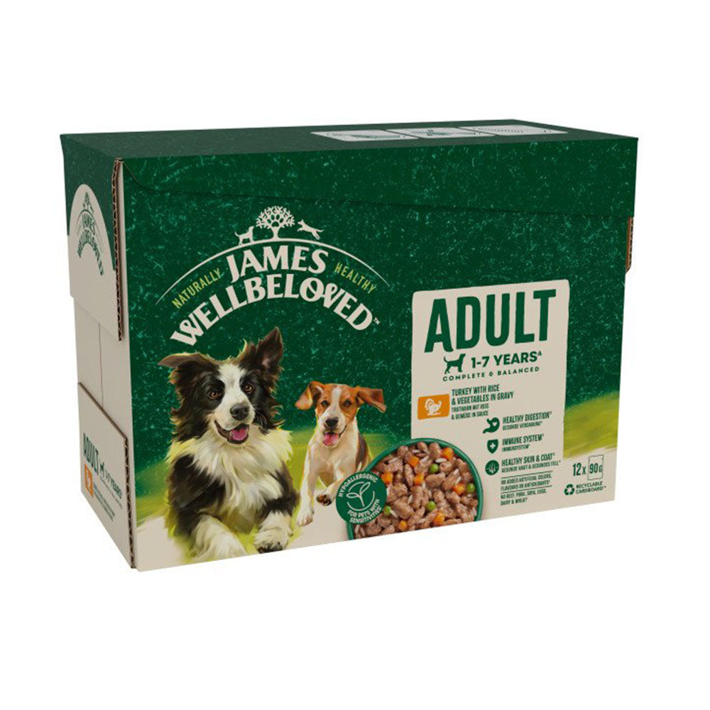 James Wellbeloved Adult Dog Pouches with Turkey & Rice