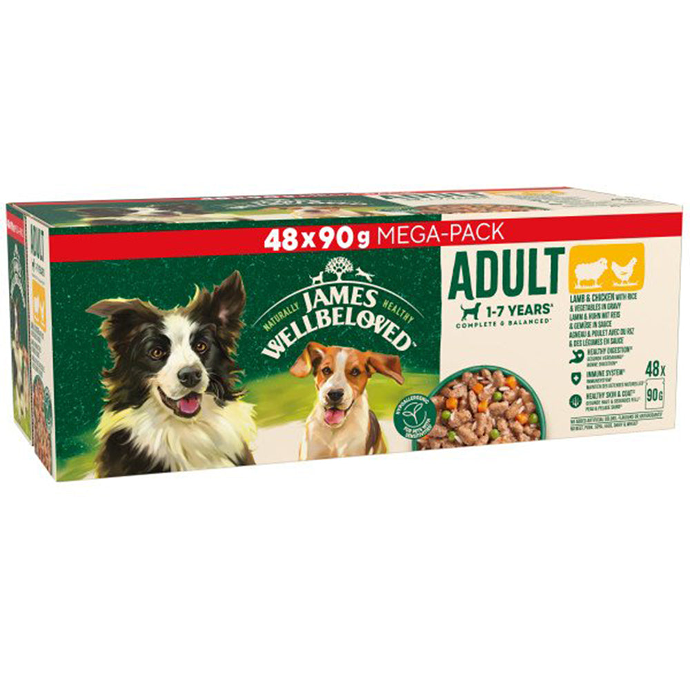 James Wellbeloved Adult Dog Pouches with Lamb, Chicken & Rice