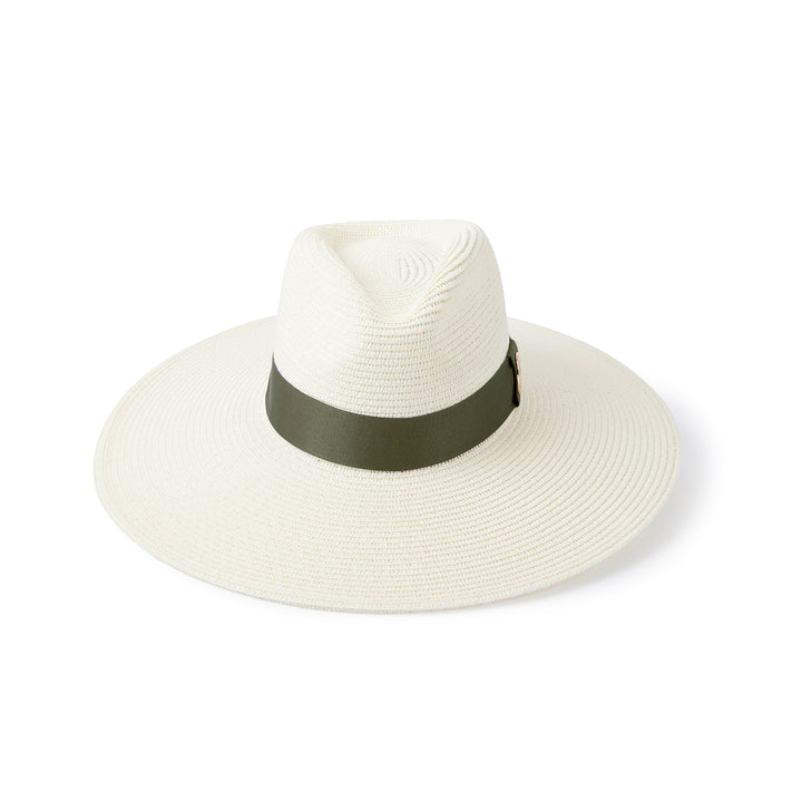 Hicks & Brown Pebmarsh Extra Wide Brim Fedora Khaki Ribbon