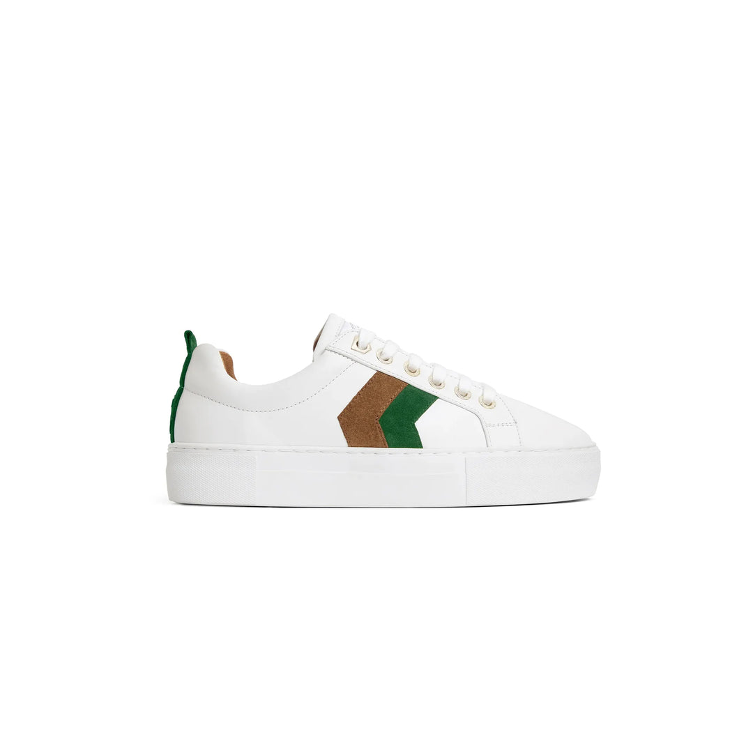 Fairfax & Favor Ladies Stockist Exclusive Platform Alexandra Trainer - Clover Green/Tan