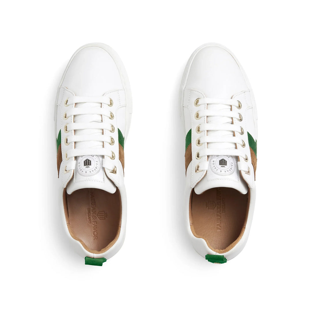 Fairfax & Favor Ladies Stockist Exclusive Platform Alexandra Trainer - Clover Green/Tan