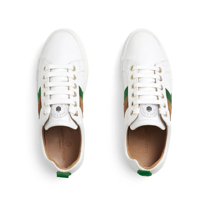 Fairfax & Favor Ladies Stockist Exclusive Platform Alexandra Trainer - Clover Green/Tan