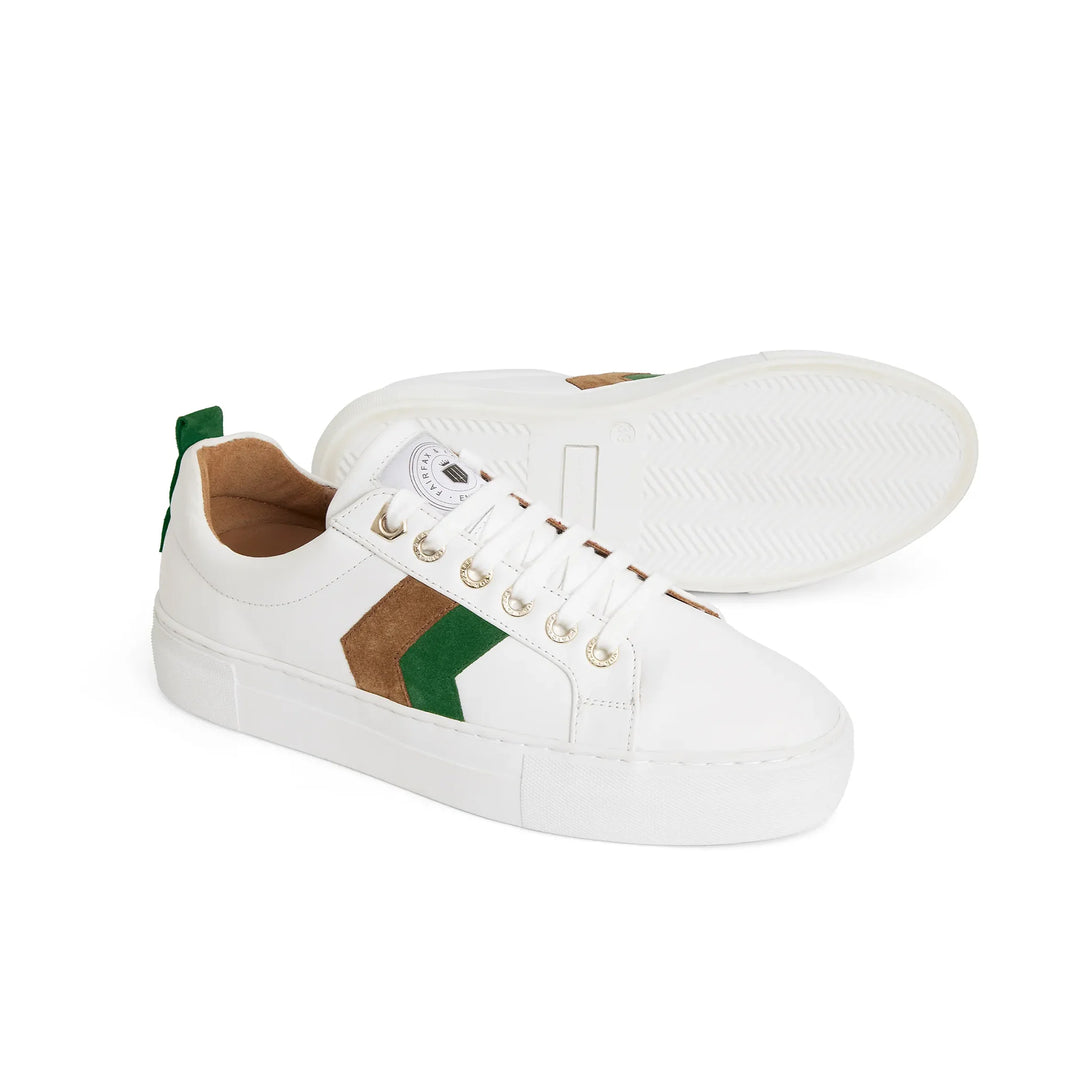 Fairfax & Favor Ladies Stockist Exclusive Platform Alexandra Trainer - Clover Green/Tan