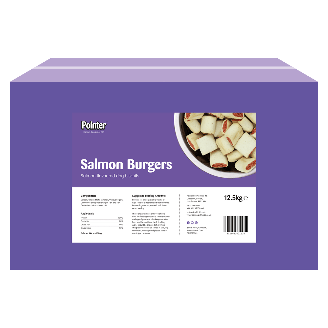 Pointer Salmon Burger Dog Treats Bulk Box