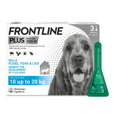 Frontline Plus Spot On Flea Treatment for Medium Dogs (10-20kg) 3 Pipettes