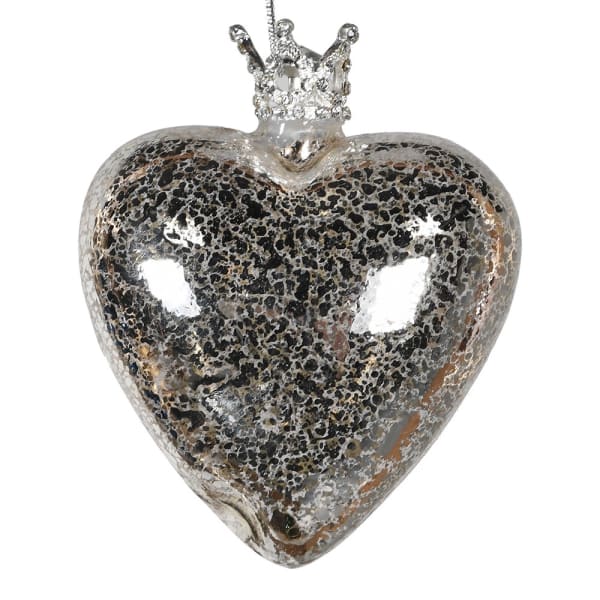Millbry Hill Silver Glass Heart With Crown