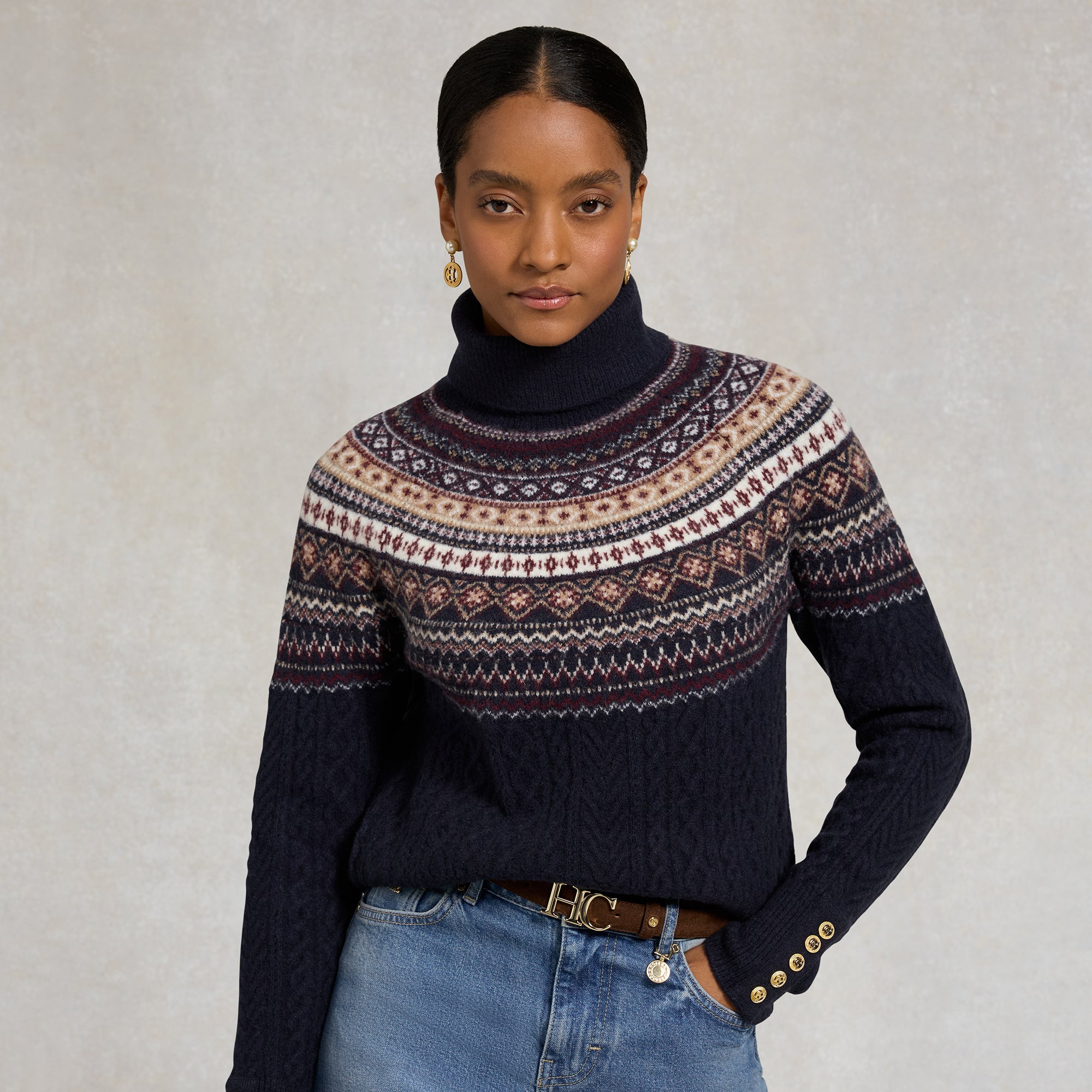Holland Cooper Ladies Rebecca Roll Neck Knit - Ink Navy | Millbry Hill