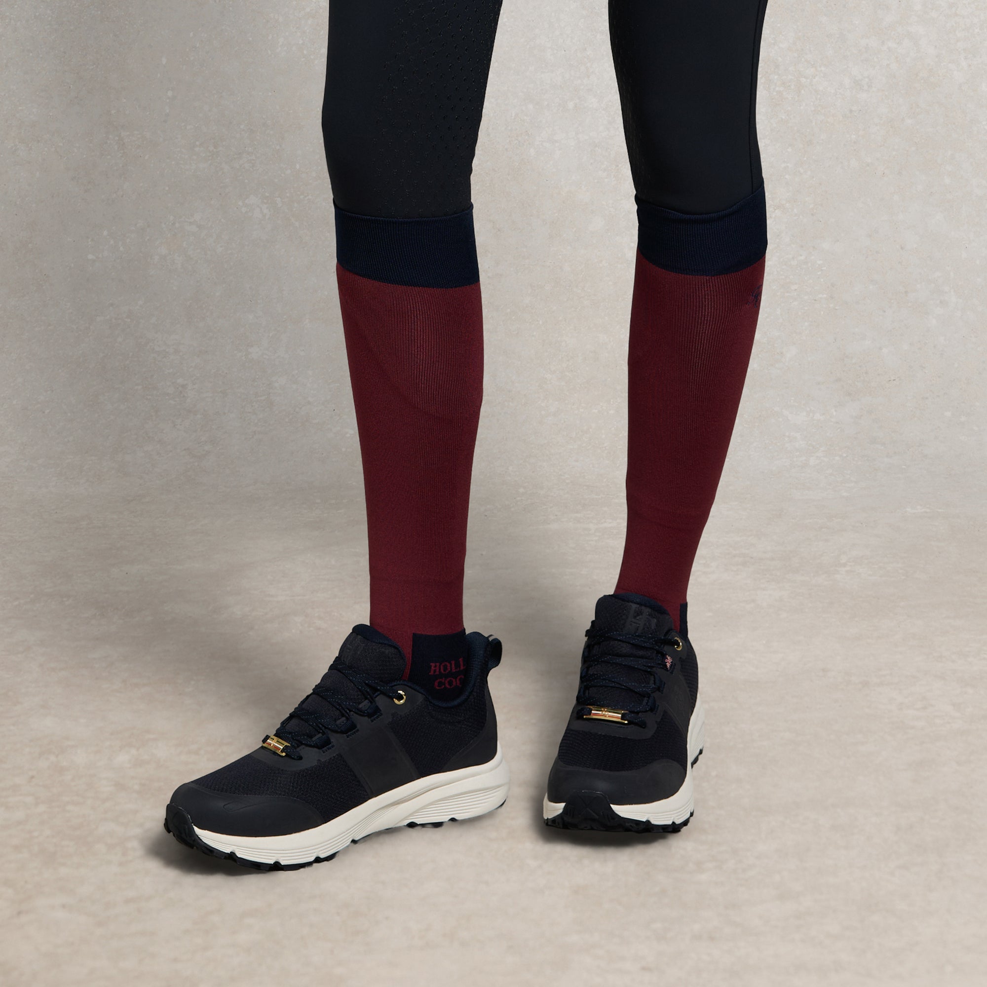 Navy Riding Socks Holland Cooper Ladies Riding Socks - Oxblood/Navy | Millbry Hill