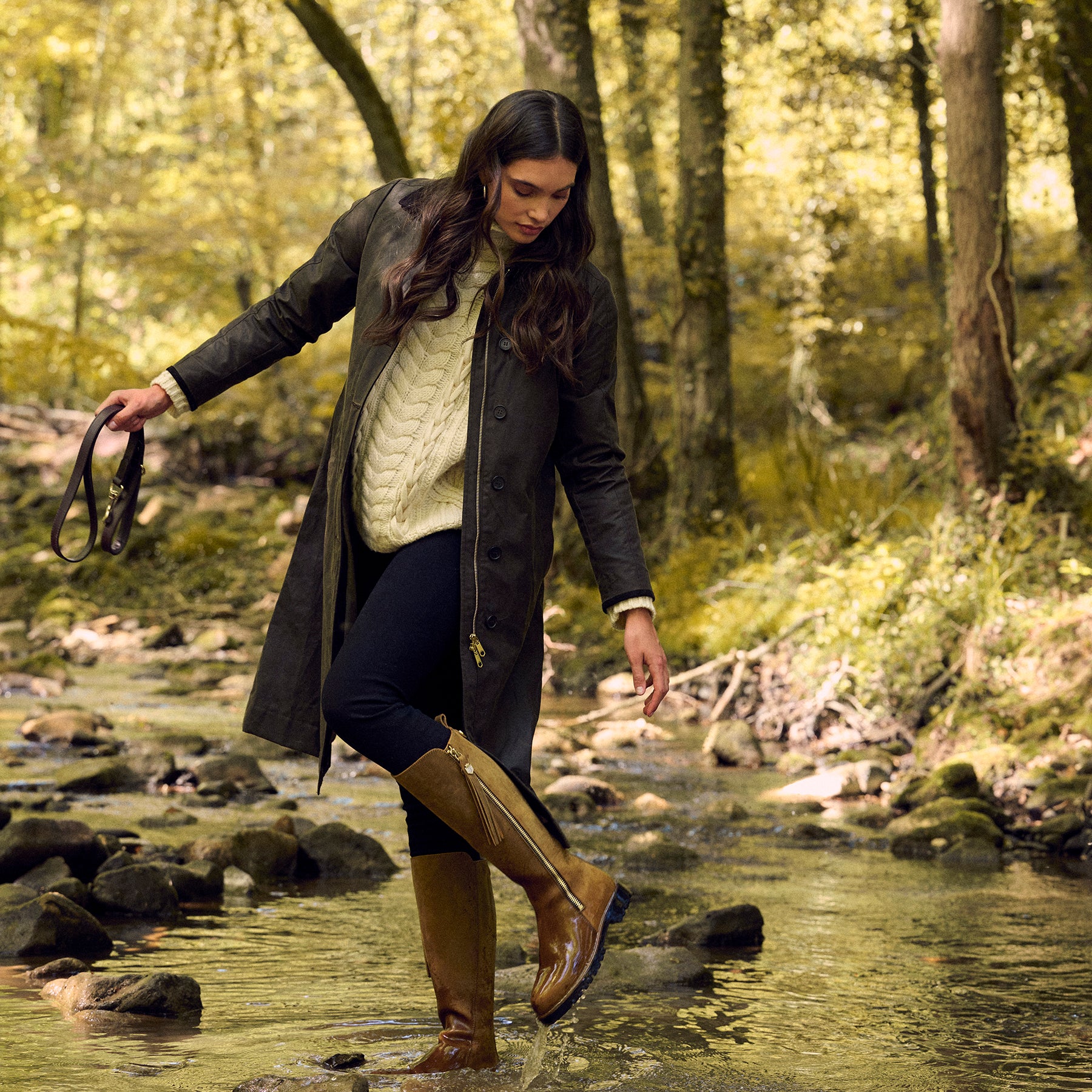 Woman wearing Fairfax & Favor Coat & Boots