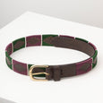 Rydale Askwith Leather Polo Belt - Olive/Berry/White