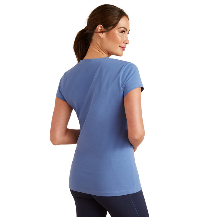 Ariat Ladies Vertical Logo Short Sleeve T-Shirt#Blue