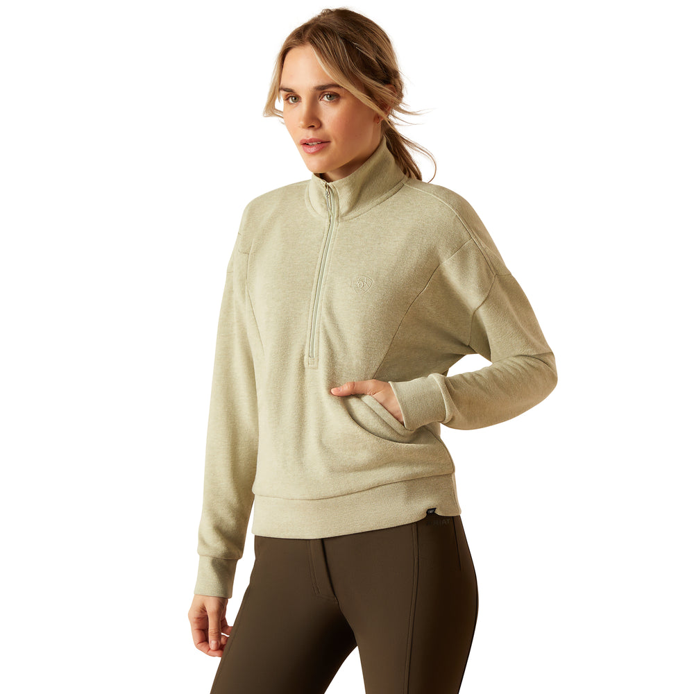 Ariat Ladies Friday Cotton 1/2 Zip Sweatshirt#Light Green