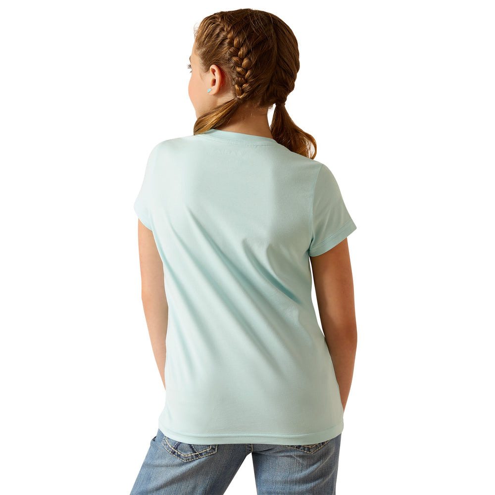 Ariat Girls Floral Mosaic Short Sleeve T-Shirt#Blue