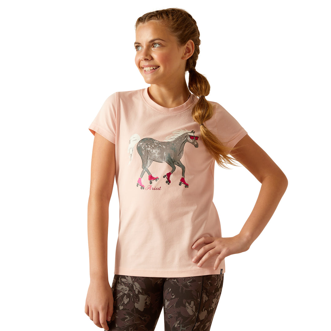 Ariat Girls Roller Pony Short Sleeve T-Shirt#Pink