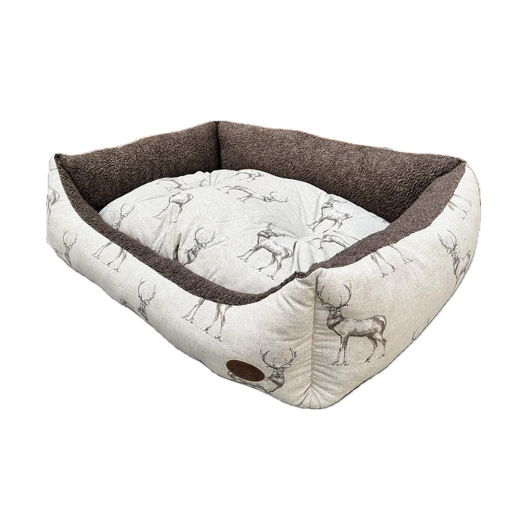 Snug & Cosy Rectangle Moorland Stag Dog Bed