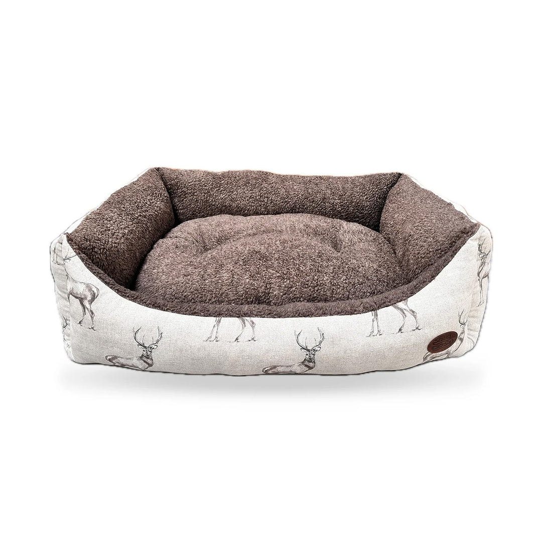 Snug & Cosy Rectangle Moorland Stag Dog Bed