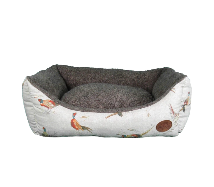Snug & Cosy Nature Rectangular Pheasant Print Dog Bed