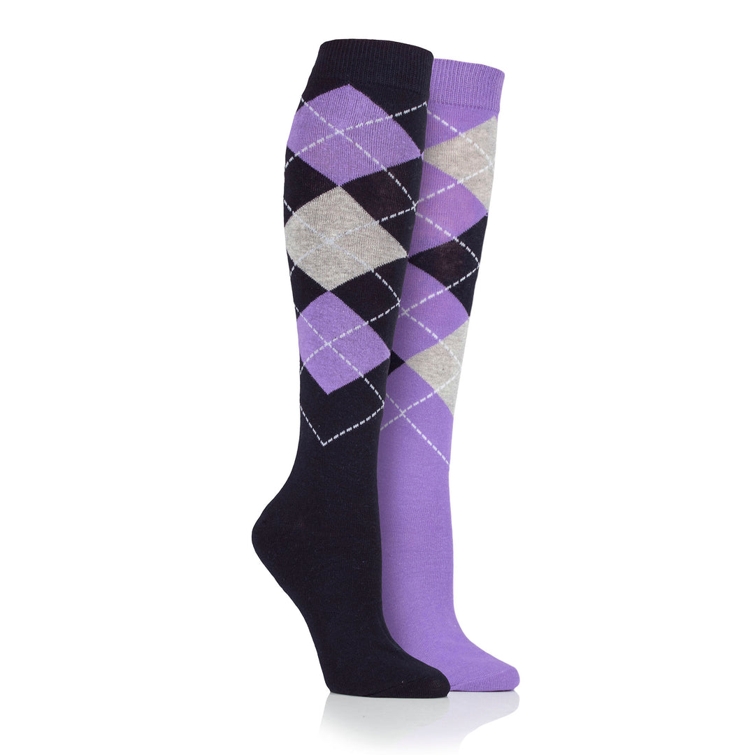 Platinum Ladies Lightweight Jaquard Argyle Socks - Ripon
