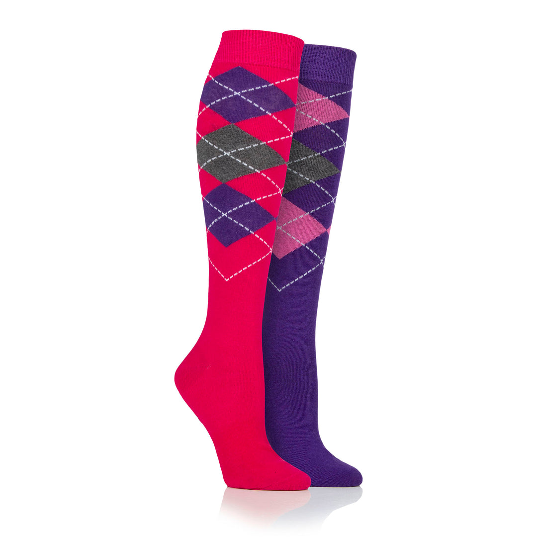 Platinum Ladies Lightweight Jaquard Argyle Socks - Ripon