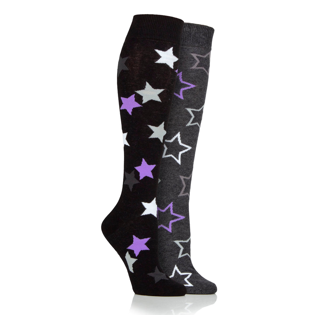 Platinum Ladies Lightweight Jaquard Star Socks - York