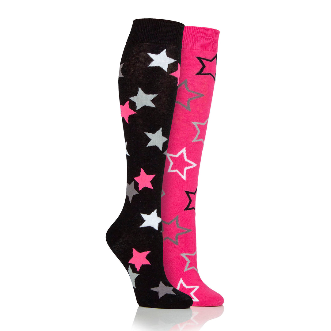 Platinum Ladies Lightweight Jaquard Star Socks - York
