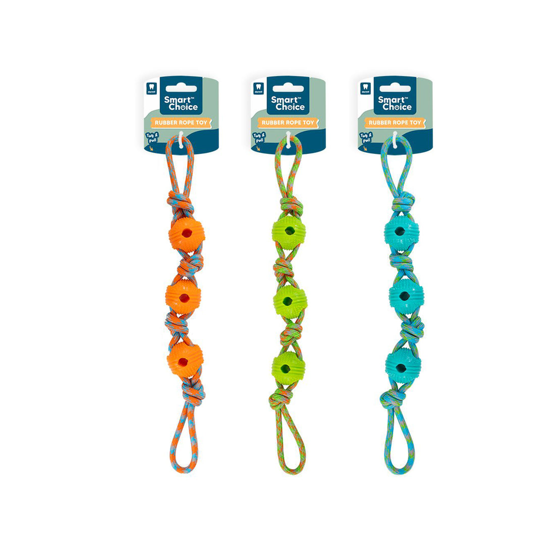 Smart Choice Rubber & Knotted Rope Pull Dog Toy