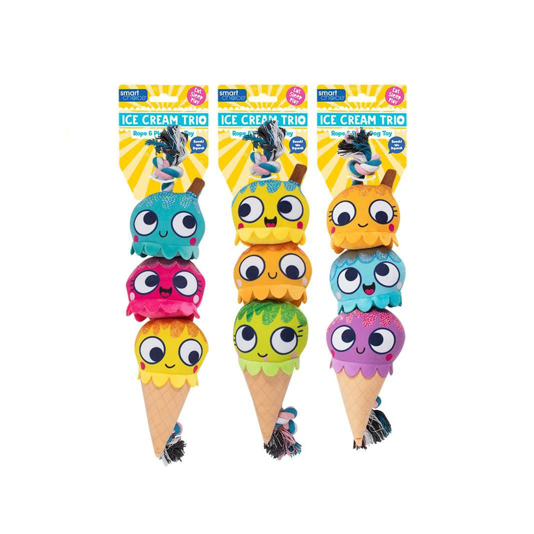 Smart Choice Ice Cream Plush & Rope Dog Toy