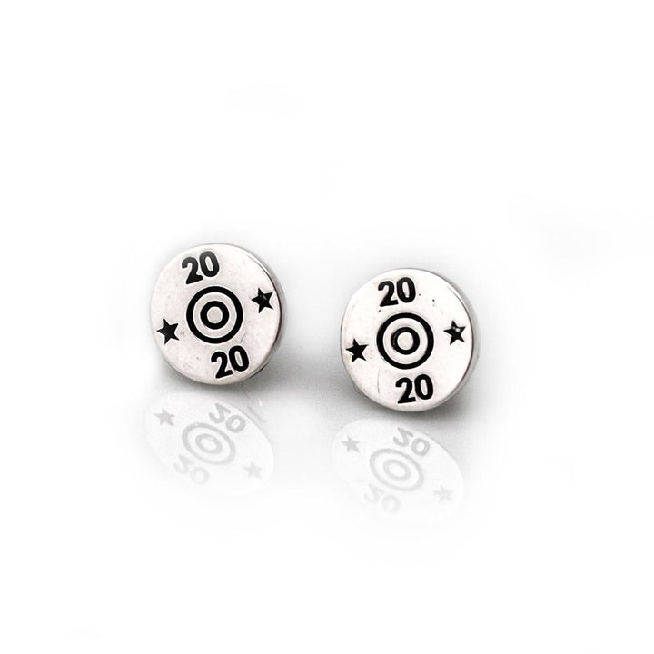 Hiho Silver Exclusive Sterling Silver 20 Bore Shotgun Cartridge Stud Earrings