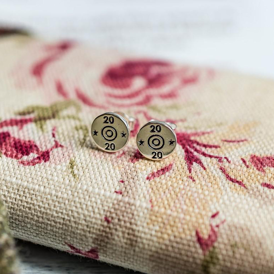 Hiho Silver Exclusive Sterling Silver 20 Bore Shotgun Cartridge Stud Earrings