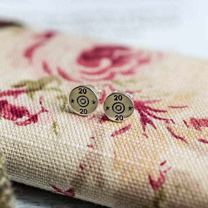 Hiho Silver Exclusive Sterling Silver 20 Bore Shotgun Cartridge Stud Earrings