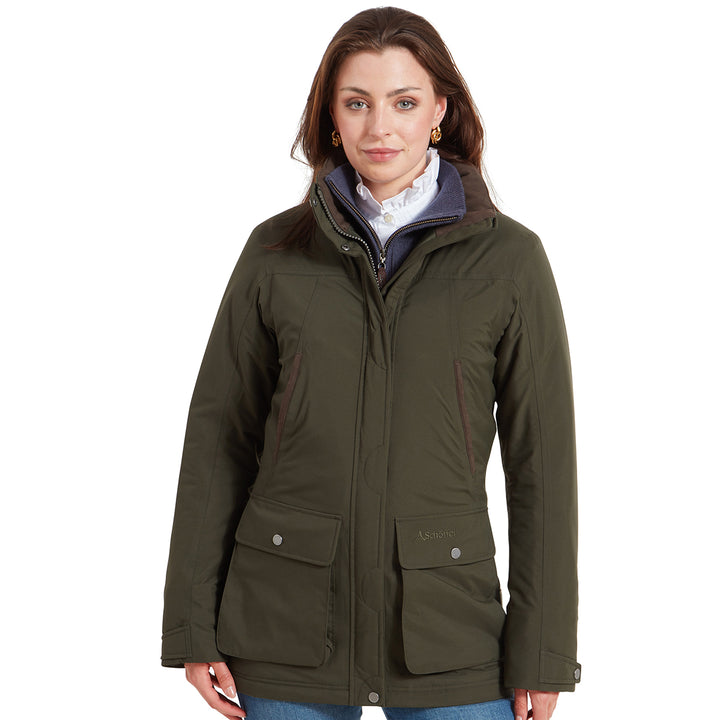 The Schoffel Womens Rockingham Coat II in Dark Green#Dark Green