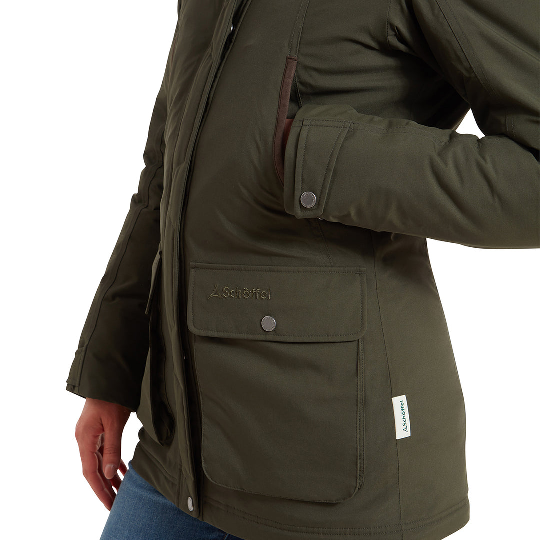 The Schoffel Womens Rockingham Coat II in Dark Green#Dark Green