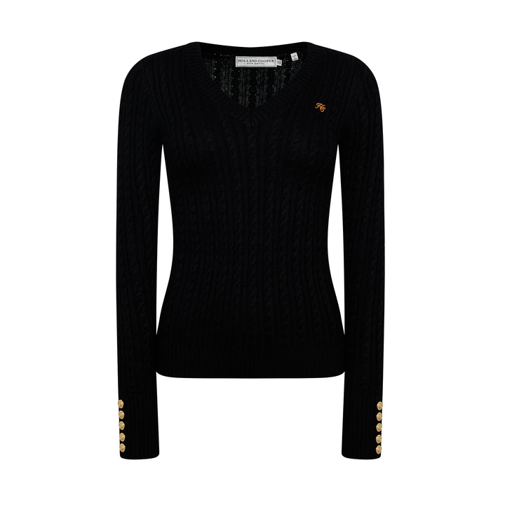Holland Cooper Ladies Seattle Cable V-Neck Knit