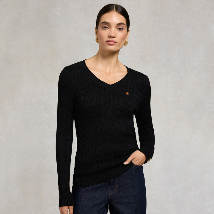 Holland Cooper Ladies Seattle Cable V-Neck Knit